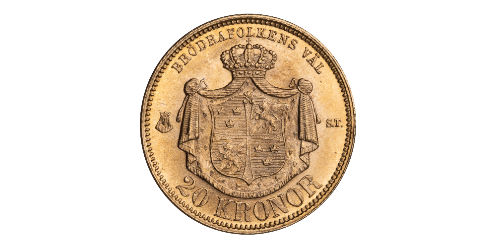  20 kronor Oscar II 1873 revers