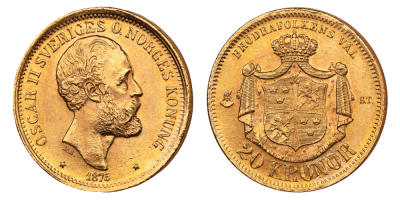 20 kronor gull - utgitt 1875