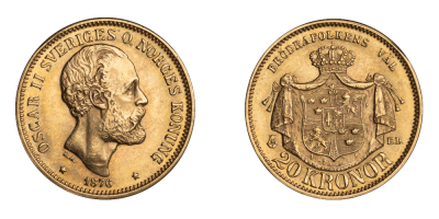 20 kronor gull - utgitt 1876 