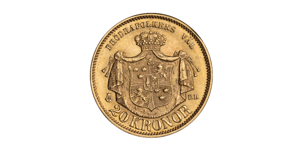 20 kronor Oscar II 1876 revers