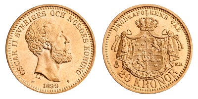 20 kronor gull - utgitt 1890
