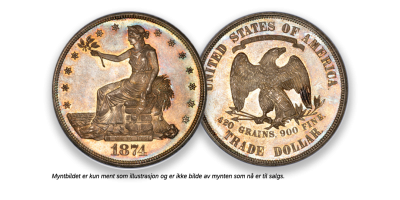 Amerikansk Trade Dollar fra perioden 1873-1885 