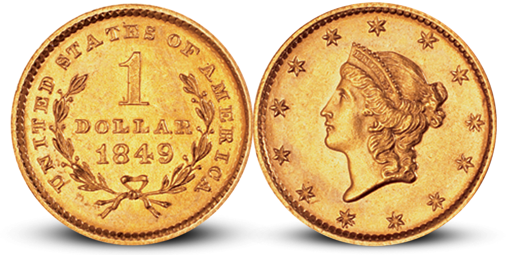 1 dollar USA gullmynt 1849