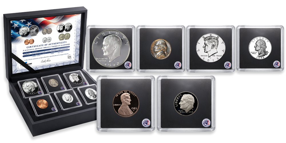 Presidentsettet med alle de seks spesialutgavene