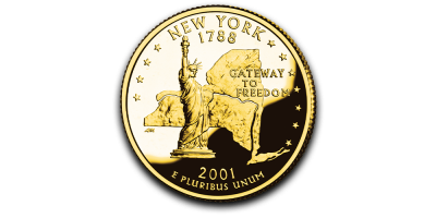 USAs 50 State Quarters belagt med gull New York