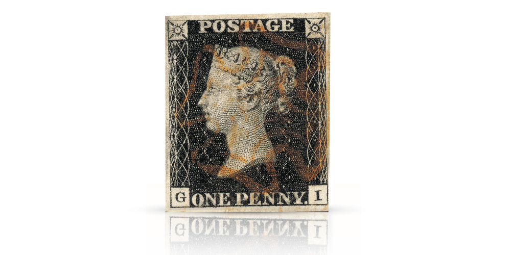 Verdens første frimerke fra 1840 One Penny Black