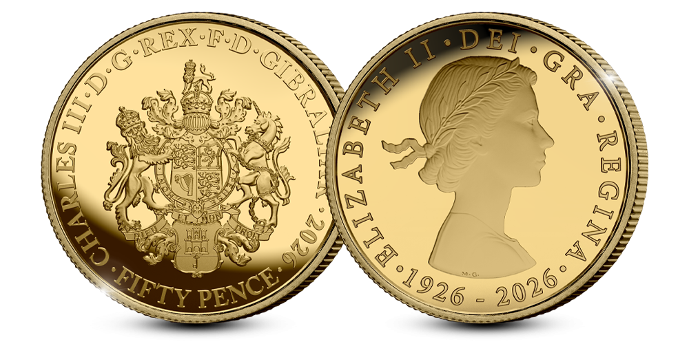 Fremside og bakside av Dronning Elizabeth II