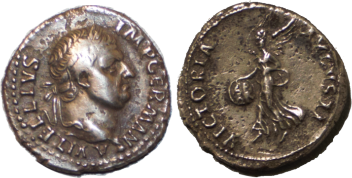   Vitellius denarius med Victoria